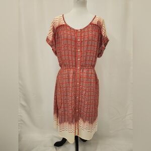 Maeve Anthropologie Geometric Button-Front Midi Dress – Size M